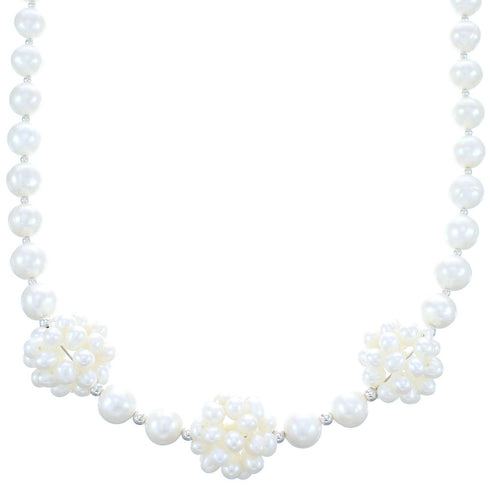 Fresh Water Pearl Sterling Silver Bead Necklace KX120900